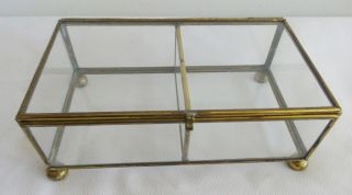 Brass And Glass Display Trinket Box With Double Compartment
