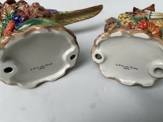 Fitz and Floyd Classics Autumn Bounty Pheasant Male & Female Candle Holders 7