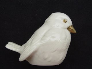 Vintage Goebel Hummel White Ceramic Sparrow Bird Figurine,  Gold Eyes,  Beak W Ger