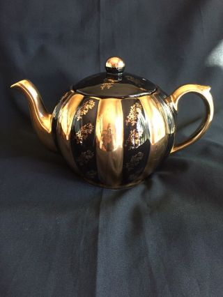 Vintage Gibson Black And Gold Teapot