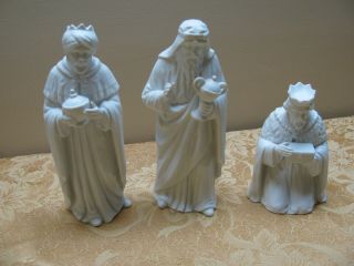 Home Interiors (homco) Nativity Kings 5616 White Bisque Porcelain Figures 3pc