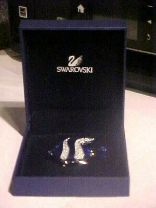 1/2 " Swan Signed Swarovski Blue Tropical Fish W/ Pave Crystal Accents Pin