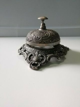 Solid Brass Ornate Hotel Front Desk Bell Vintage Service Counter Bell
