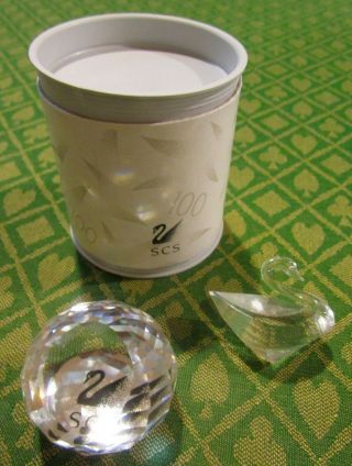 Two Swarovski Crystals.  (1) Faceted Paperweight,  (2) Mini Swan