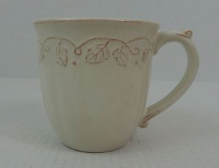 Longaberger Cream Colored Coffee Cup Mug Vintage Vine Pattern 12oz