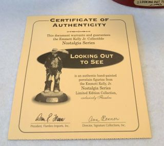 c.  2003 FLAMBRO Signed EMMETT KELLY JR Porcelain Figurine - LOOKING OUT TO SEE 2
