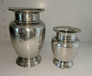 2 Restoration Hardware Silver Metal India Vases Urns Patina Medium Small