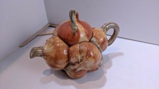 Vintage Jay Willfred Andrea By Sadek Onion Teapot Garden Vegetable Exc Cond