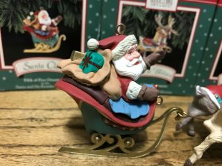1992 Santa And His Reindeer COMPLETE Hallmark Ornament 2