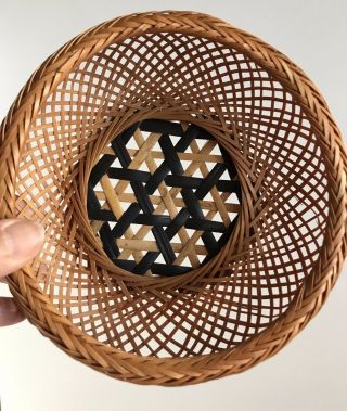 Vintage Small Wicker Open Weave Basket Bowl Wall Art Decor Boho 6.  5” X 2.  5”