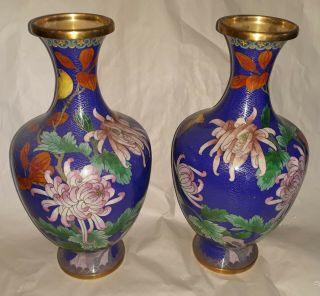 (2) Jingfa Cloisonne Vases 12 " Tall No Scratches Or Damage