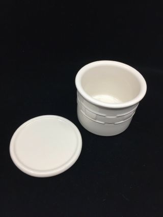 Longaberger Pottery 1 - Pint Ivory Salt Crock & Lid Euc Made In Usa Candle Jar