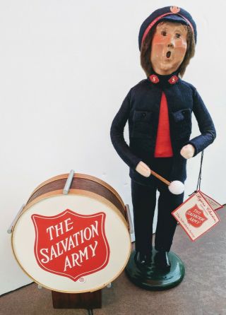 Byers Choice Salvation Army Caroler With Bass Drum 13 1/4 " Tag 1992