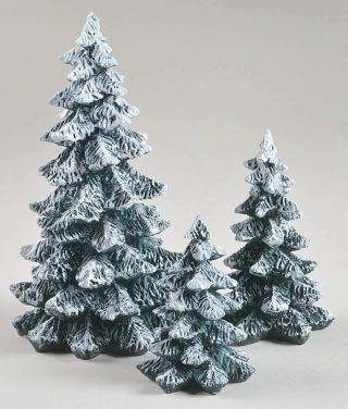 Department 56 Snow Village Evergreen Trees Figurine Accessories Set Of 3 W/ Box
