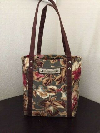 Longaberger Homestead Majolica Garden Roses Floral Tote Purse Lunch Bag Cotton