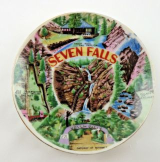 Vintage Souvenir Seven Falls Plate Trinket Dish Victoria Ceramics Japan 3 3/4 "