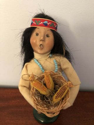 Byers Choice Caroler Thanksgiving Native American Indian Girl With Basket Corn