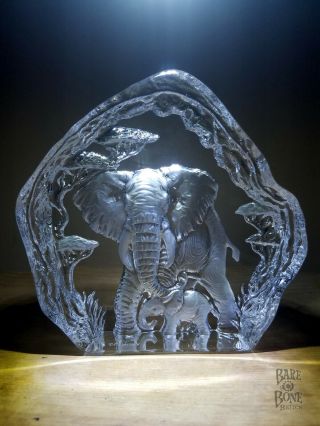 Crystal African Elephant Relief Sculpture By Lenox • Elephant Sculpture