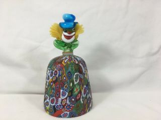 Millefiori Glass Clown Bell Highly Collectible Murano,  Italy