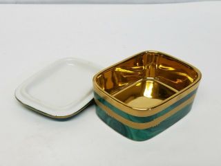 CHRISTIAN DIOR Vintage Gaudron Malachite Fine China 24kt Gold Trinket Box 2