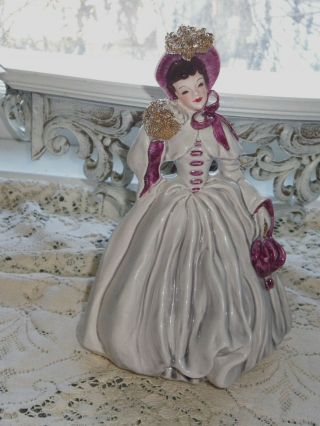 Vintage Florence Ceramics Figurine " Scarlett " Gray Burgundy