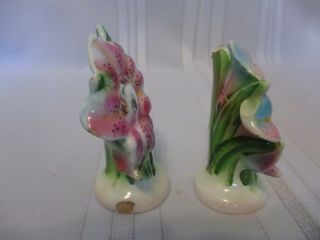 Anthropomorphic PY Napco Pink Lily Flower Girl Salt & Pepper Shakers Has Chips 2