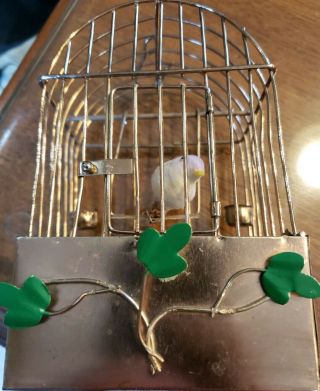 Vintage Wind - Up Mechanical Bird In A Cage Music Box - (tune - Edelweiss)
