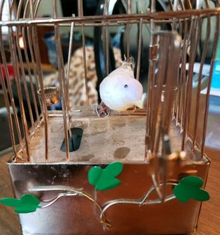 Vintage wind - up mechanical bird in a cage music box - (Tune - Edelweiss) 2