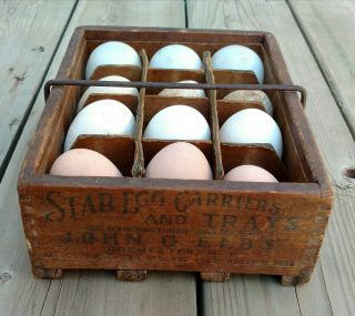 1906 Wooden Star Egg Carrier And Tray Elbs Ny