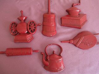 Vtg Sexton Red Metal Wall Art,  Country Kitchen Wall Plaques,  Mid Century