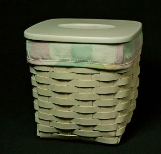 Longaberger Tissue Basket With Lid And Pastel Plaid Liner 2002