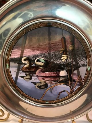 DUCK DECOY US Historical Society Pewter Stain Glass Plate By Ron Louque 10 