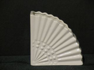 Vintage White Fan Shaped Planter Or Vase