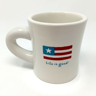 Life Is Good Coffee Tea Mug - American Flag Diner Cup