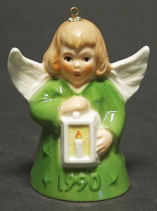 Goebel Bell 1990 Angel With Lantern Green 3933484