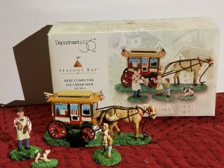 Department 56 Seasons Bay " Here Comes The Ice Cream Man " Set Of 4 Retired