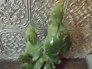 Oriental Asian Man and Woman Jade colored on Base Made Exclusively for Italy 2