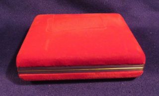 Vintage Red Velvet Covered Gold Trim Jewelry Trinket Box Compartments Spring Lid