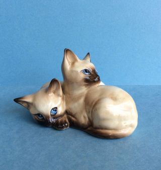 Blue Eyed Siamese Cats By Beswick 1296 1960s England