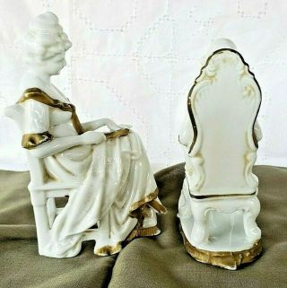 Vintage Porcelain Bookends Victorian Revival Man & Woman Made In Japan