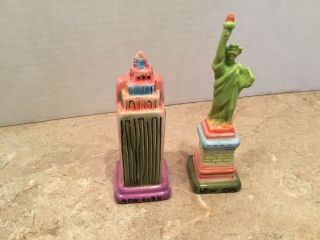 Ceramic Set Of Salt And Pepper Shakers York Statue Of Liberty Empire State B