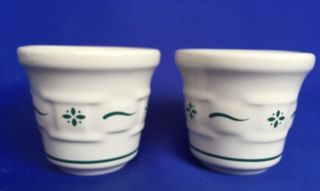 2 Longaberger Woven Traditions Votive Candle Holders Set Green Pottery Heritage