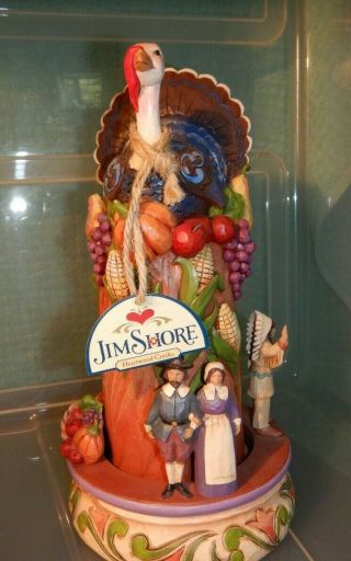Jim Shore 4053598 Thanksgiving Turkey & Moveable Pilgrim Gather & Be Grateful