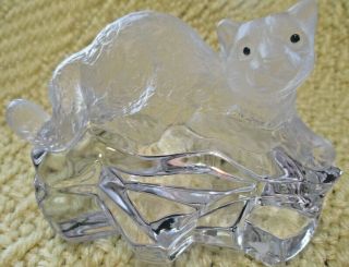 Franklin Mint/house Of Faberge Frosted Crystal Snow Leopard Figurine/paperweight