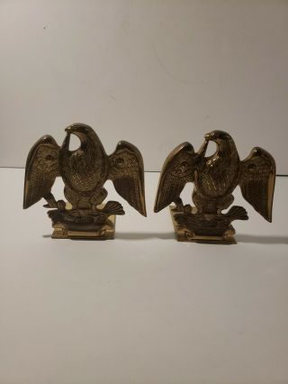 Vintage Baldwin Brass Eagle Bookends Forged In America Heavy Complete