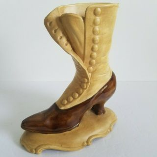 Atlantic Mold Ceramic Victorian Handpainted Boot Vase Decorative Tarzan Jane