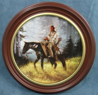 Mystic Warrior Hamilton Collector Plate “peace Maker” By Chuck Ren In Wood Frame