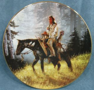 Mystic Warrior Hamilton Collector Plate “Peace Maker” By Chuck Ren In Wood Frame 3