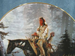 Mystic Warrior Hamilton Collector Plate “Peace Maker” By Chuck Ren In Wood Frame 5