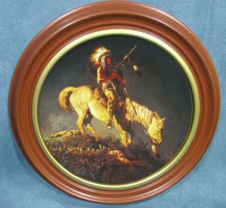 Mystic Warriors Hamilton Collector Plate “sun Glow” By Chuck Ren In Wood Frame